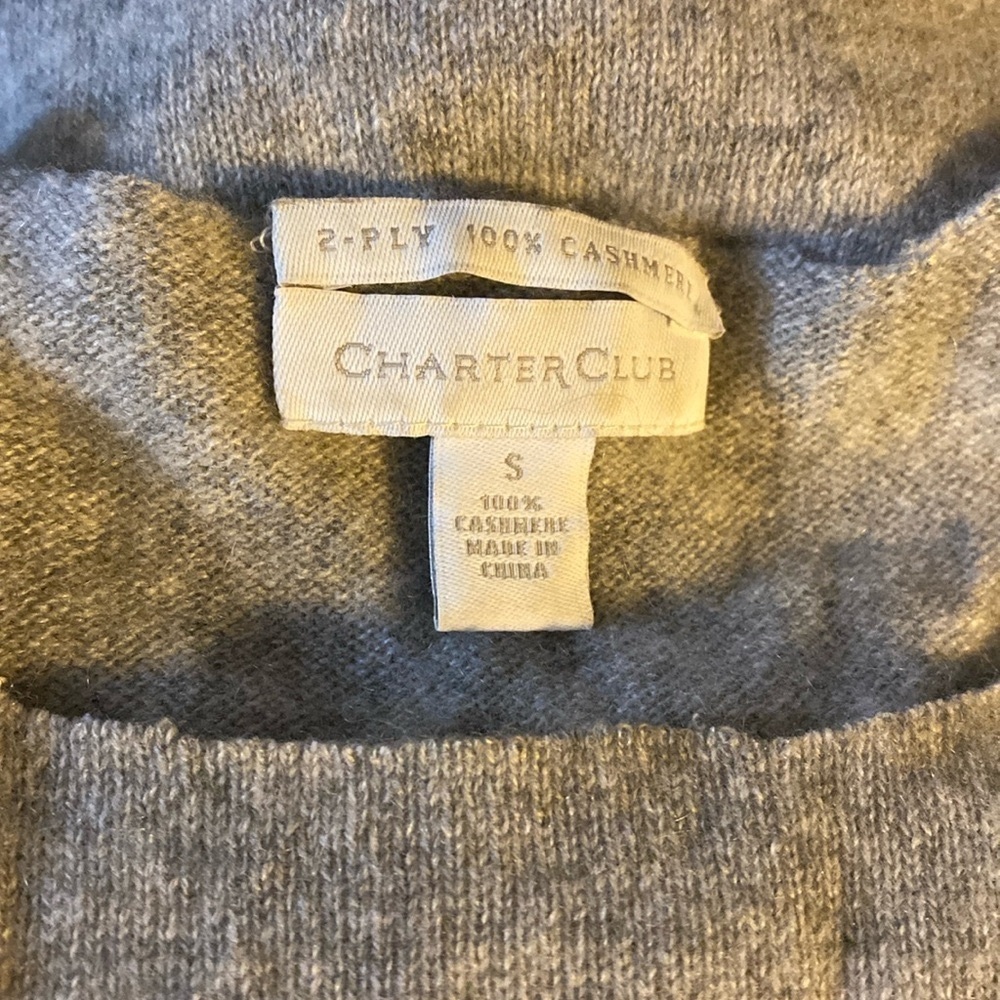 Charter Club Cashmere Sweater, Sz S, Heather Gray, Crewneck, Upcycled - Picture 4 of 13